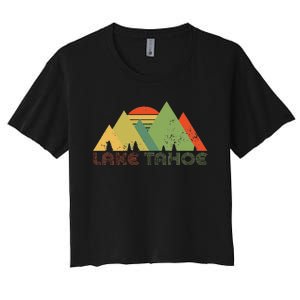 Lake Tahoe California Nevada Mountain Skiing Ski CA Women's Crop Top Tee