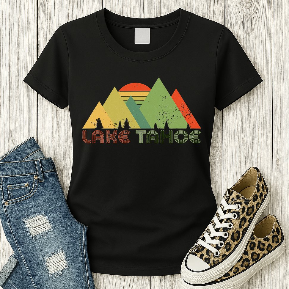 Lake Tahoe California Nevada Mountain Skiing Ski CA Womens T-Shirt