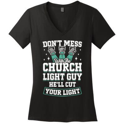 Lighting Tech Church Light Guy Women's V-Neck T-Shirt