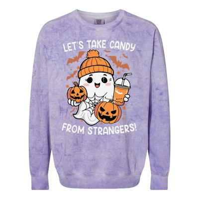 LetS Take Candy From Strangers Funny Halloween Colorblast Crewneck Sweatshirt