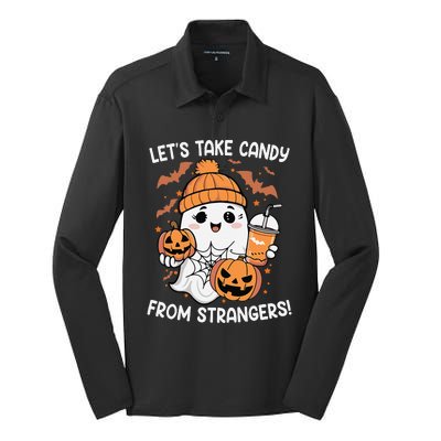 LetS Take Candy From Strangers Funny Halloween Silk Touch Performance Long Sleeve Polo