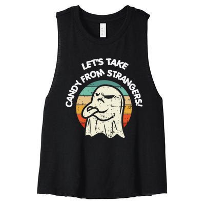 LetS Take Candy From Strangers Funny Halloween Women's Racerback Cropped Tank