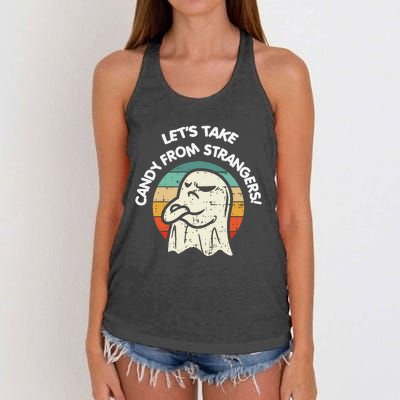 LetS Take Candy From Strangers Funny Halloween Women's Knotted Racerback Tank