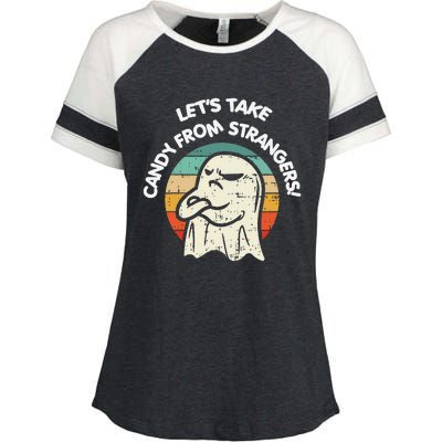 LetS Take Candy From Strangers Funny Halloween Enza Ladies Jersey Colorblock Tee