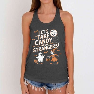 LetS Take Candy From Strangers Halloween Women's Knotted Racerback Tank