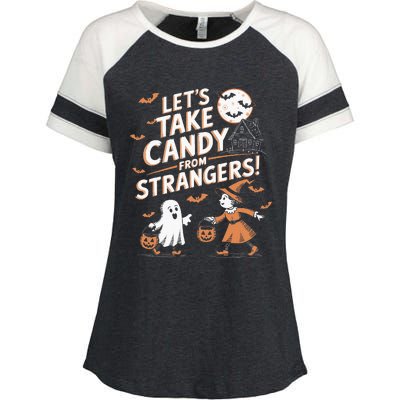 LetS Take Candy From Strangers Halloween Enza Ladies Jersey Colorblock Tee