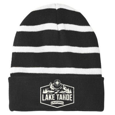 Lake Tahoe California Striped Beanie with Solid Band