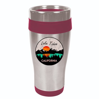 Lake Tahoe California Republic Skiing Ski Lake Boat 16oz Travel Tumbler