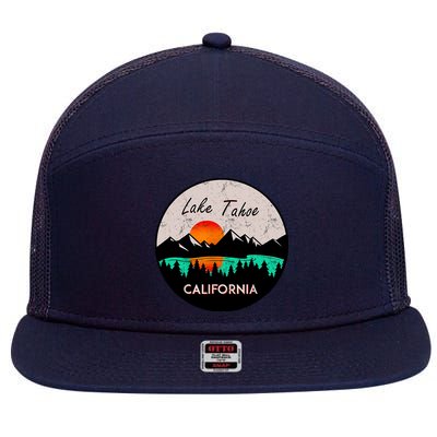 Lake Tahoe California Republic Skiing Ski Lake Boat 7 Panel Mesh Trucker Snapback Hat