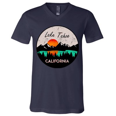 Lake Tahoe California Republic Skiing Ski Lake Boat V-Neck T-Shirt