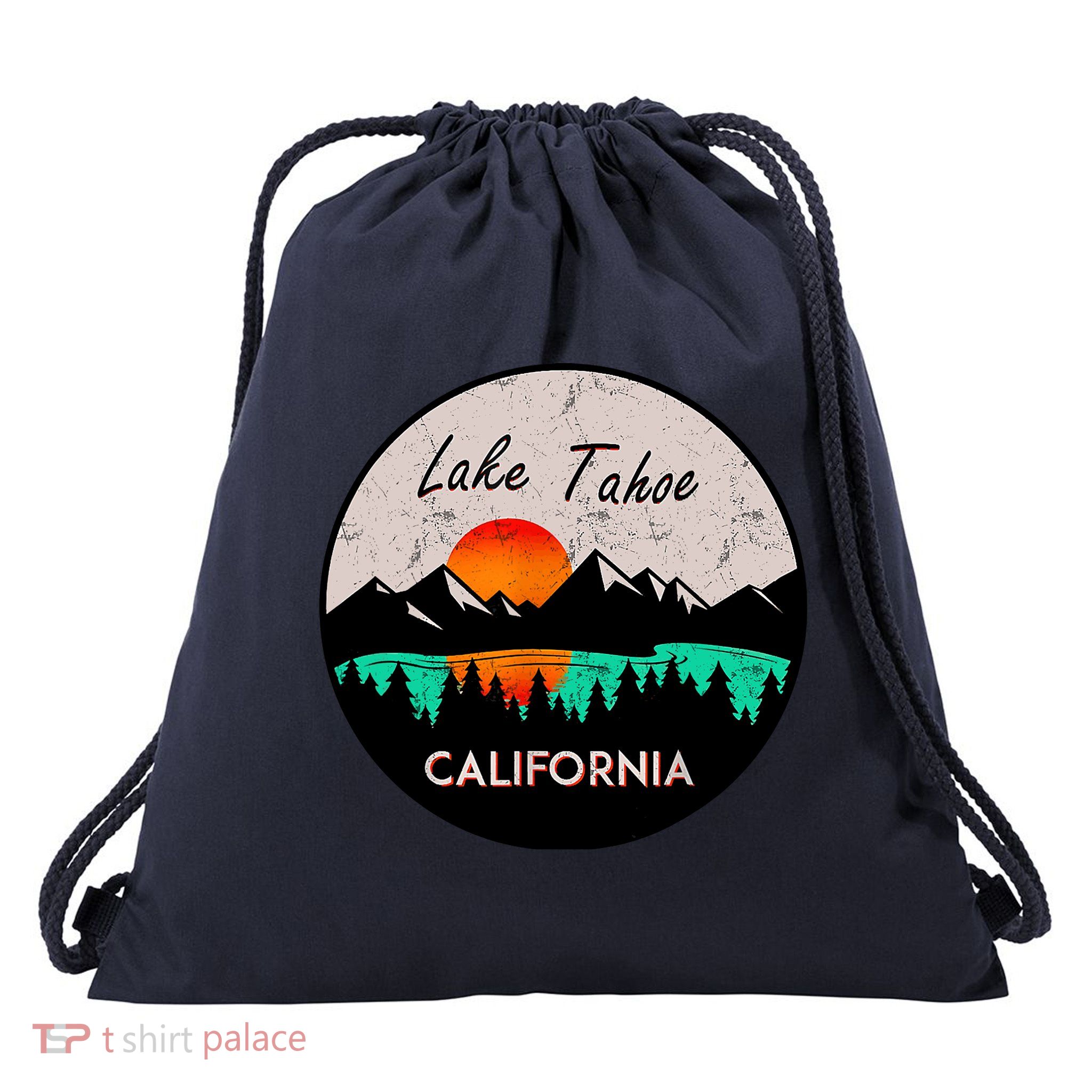Lake Tahoe California Republic Skiing Ski Lake Boat Drawstring Bag