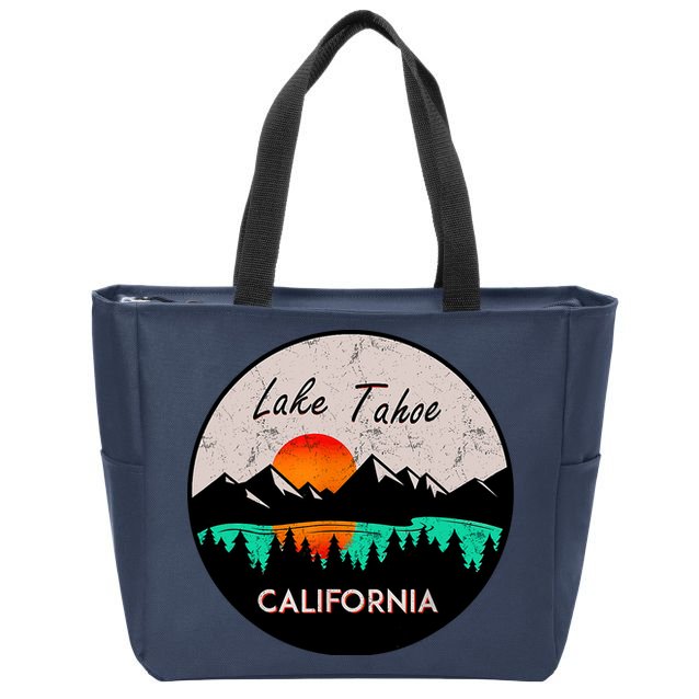 Lake Tahoe California Republic Skiing Ski Lake Boat Zip Tote Bag