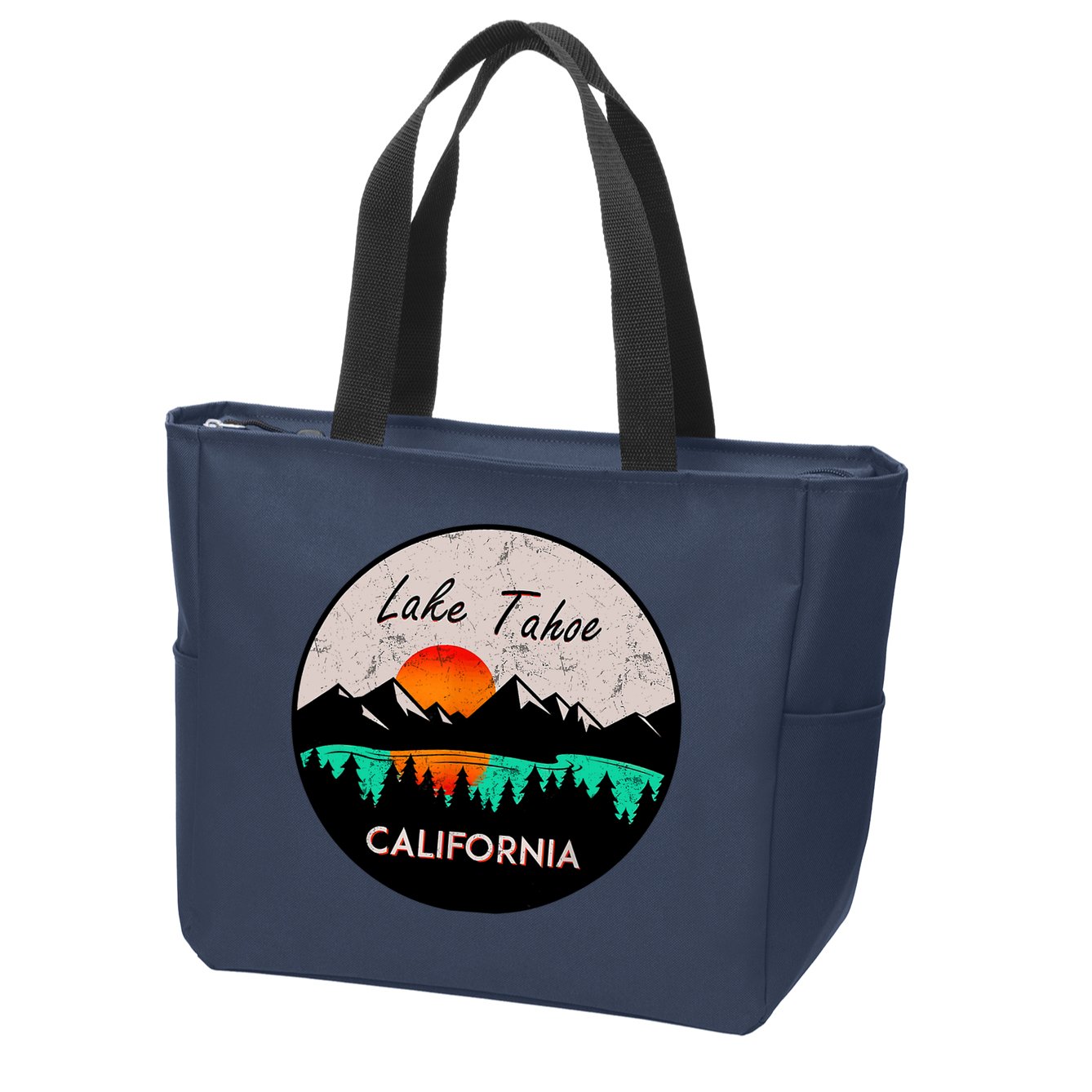 Lake Tahoe California Republic Skiing Ski Lake Boat Zip Tote Bag