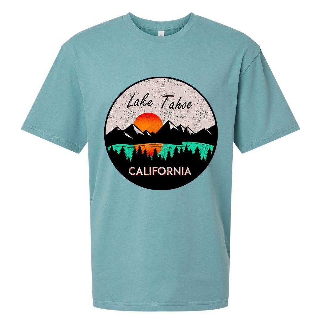 Lake Tahoe California Republic Skiing Ski Lake Boat Sueded Cloud Jersey T-Shirt