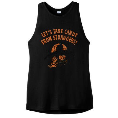 LetS Take Candy From Strangers Funny Halloween Ladies PosiCharge Tri-Blend Wicking Tank