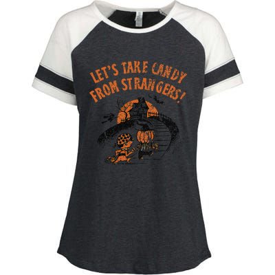 LetS Take Candy From Strangers Funny Halloween Enza Ladies Jersey Colorblock Tee