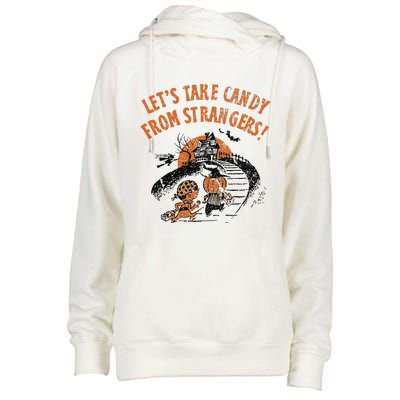 LetS Take Candy From Strangers Funny Halloween Womens Funnel Neck Pullover Hood