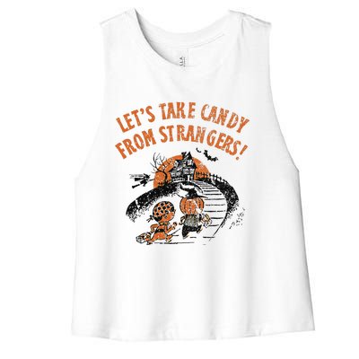 LetS Take Candy From Strangers Funny Halloween Women's Racerback Cropped Tank