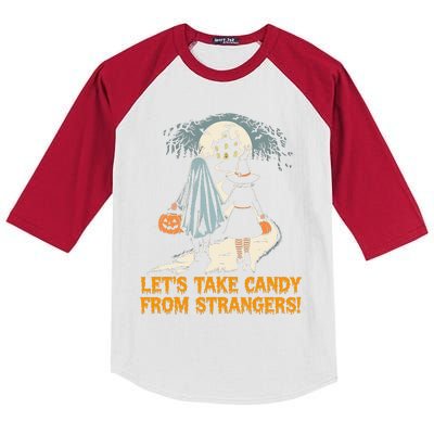 LetS Take Candy From Strangers Funny Halloween Kids Colorblock Raglan Jersey