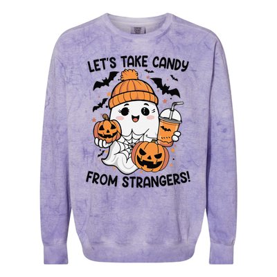 LetS Take Candy From Strangers Funny Halloween Colorblast Crewneck Sweatshirt