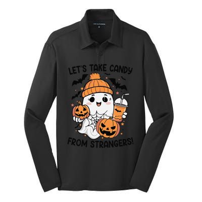 LetS Take Candy From Strangers Funny Halloween Silk Touch Performance Long Sleeve Polo