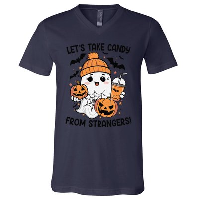 LetS Take Candy From Strangers Funny Halloween V-Neck T-Shirt