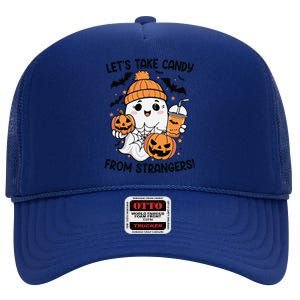 LetS Take Candy From Strangers Funny Halloween High Crown Mesh Back Trucker Hat