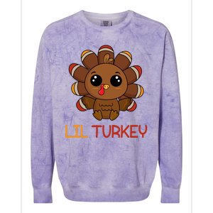 Lil Turkey Cute Thanksgiving Colorblast Crewneck Sweatshirt