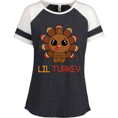 Lil Turkey Cute Thanksgiving Enza Ladies Jersey Colorblock Tee