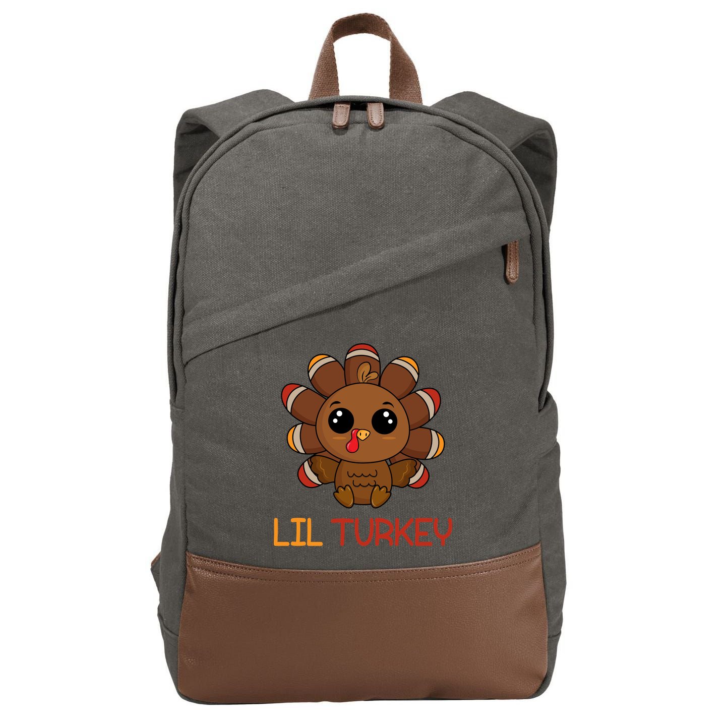 Lil Turkey Cute Thanksgiving Cotton Canvas Backpack