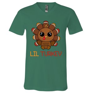 Lil Turkey Cute Thanksgiving V-Neck T-Shirt