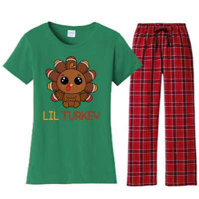 Lil Turkey Cute Thanksgiving Women's Flannel Pajama Set