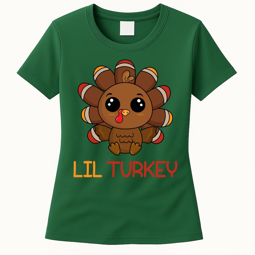 Lil Turkey Cute Thanksgiving Womens T-Shirt