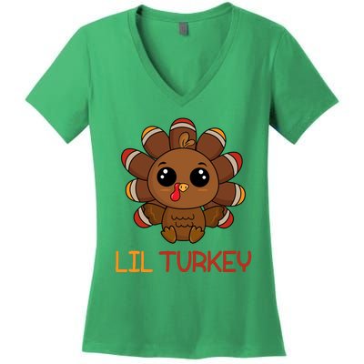 Lil Turkey Cute Thanksgiving Women's V-Neck T-Shirt