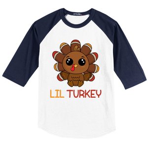 Lil Turkey Cute Thanksgiving Baseball Sleeve Shirt