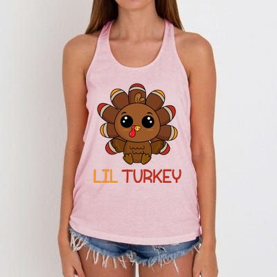 Lil Turkey Cute Thanksgiving Women's Knotted Racerback Tank