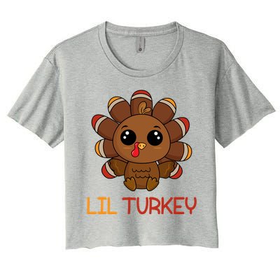 Lil Turkey Cute Thanksgiving Women's Crop Top Tee