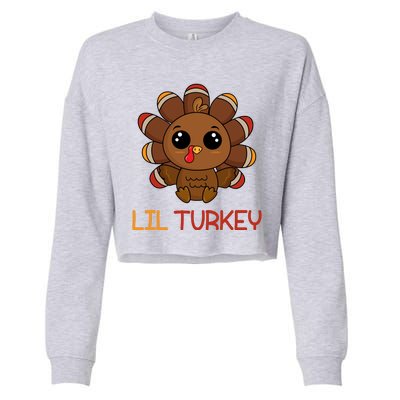 Lil Turkey Cute Thanksgiving Cropped Pullover Crew