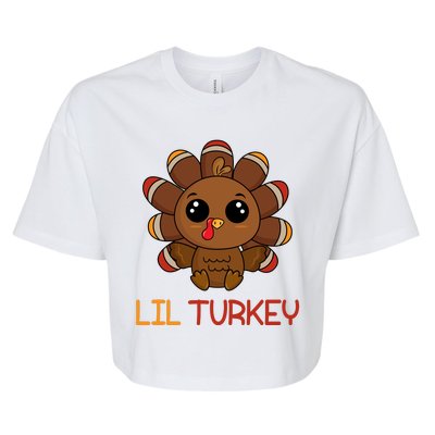 Lil Turkey Cute Thanksgiving Bella+Canvas Jersey Crop Tee