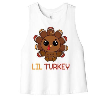 Lil Turkey Cute Thanksgiving Women's Racerback Cropped Tank