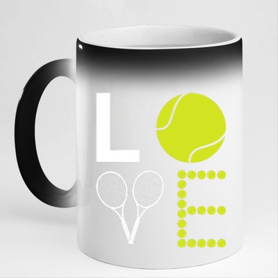 Love Tennis Cool Design For Women Men Tennis Players 11oz Black Color Changing Mug