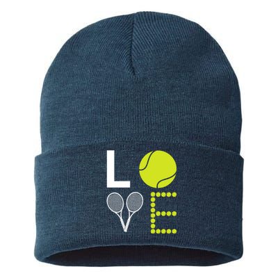 Love Tennis Cool Design For Women Men Tennis Players Sustainable Knit Beanie