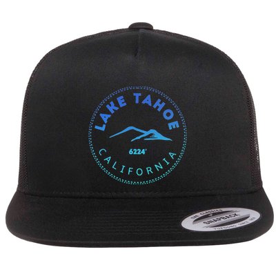 Lake Tahoe California Retro Mountain Flat Bill Trucker Hat