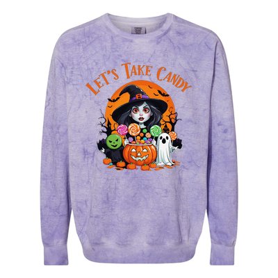 Let’S Take Candy Funny Halloween Colorblast Crewneck Sweatshirt