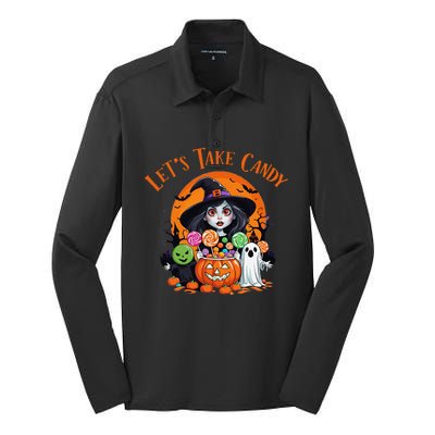 Let’S Take Candy Funny Halloween Silk Touch Performance Long Sleeve Polo