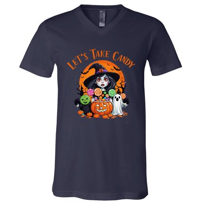 Let’S Take Candy Funny Halloween V-Neck T-Shirt