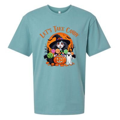 Let’S Take Candy Funny Halloween Sueded Cloud Jersey T-Shirt