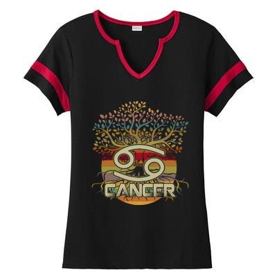 Living Tree Cancer Zodiac Gift Ladies Halftime Notch Neck Tee