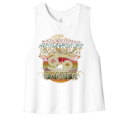 Living Tree Cancer Zodiac Gift Women's Racerback Cropped Tank