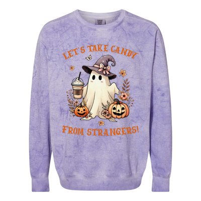 LetS Take Candy From Strangers Funny Halloween Colorblast Crewneck Sweatshirt